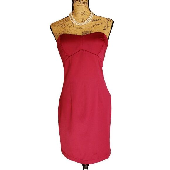 Woman's Strapless Mini Dress Prom Cocktail Party Dress Red Medium NWOT - Picture 2 of 7